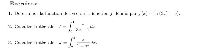 Exercices sur la dérivée de ln(u)